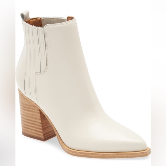 Marc Fisher Oshay White Western Leather Bootie